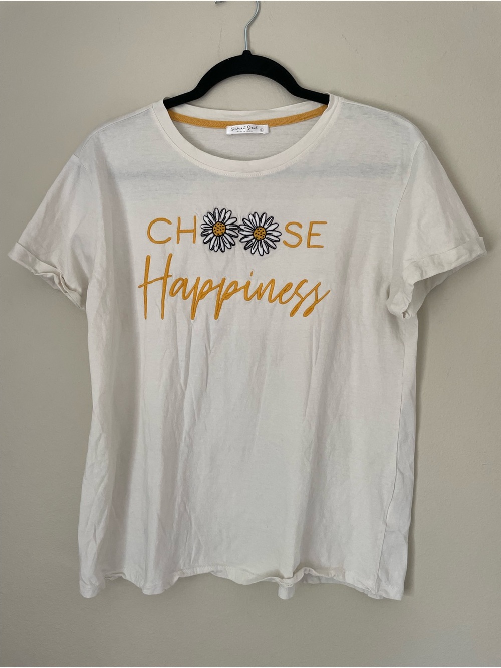 Sweet Soul Choose Happiness Daisy Graphic Tee - White Size Large